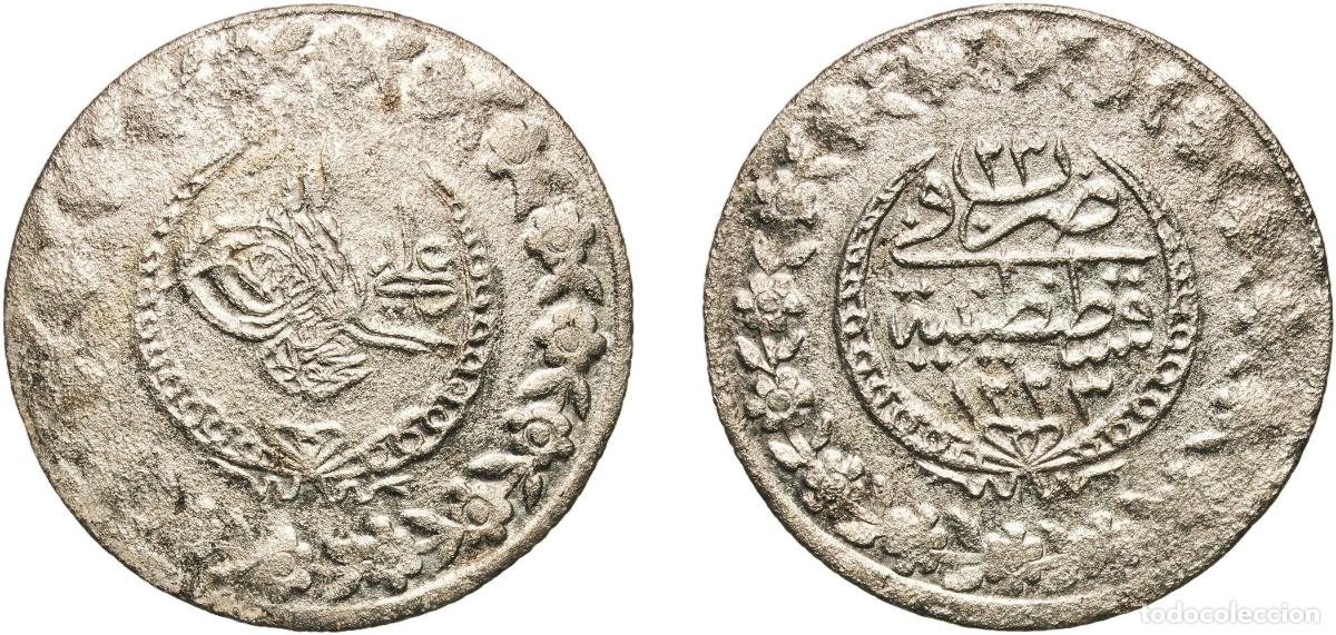 Monedas de Espa&ntilde;a: Ottoman Empire AH1223 (1830) ٢٣ Y&uuml;zl&uuml;k - Mahmud II (Kostantiniyye mint) Billon (.220 silver) Konsta