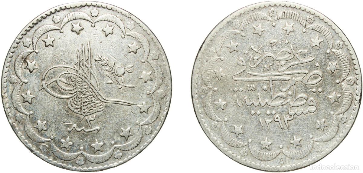 Monedas de Espa&ntilde;a: Ottoman Empire AH1293 (1878) ٣ 20 Kurus - Abd&uuml;lhamid II (Constantinople) Silver (.830) Konstantiniy