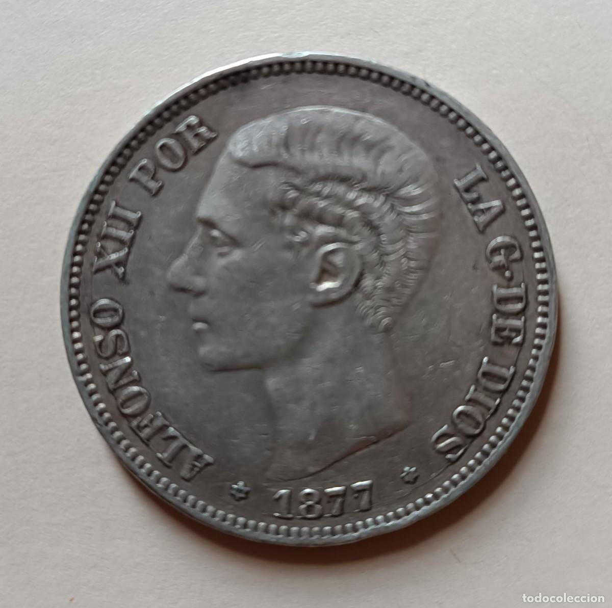 Monedas de Espa&ntilde;a: Moneda 5 pesetas 1877 - Foto 1