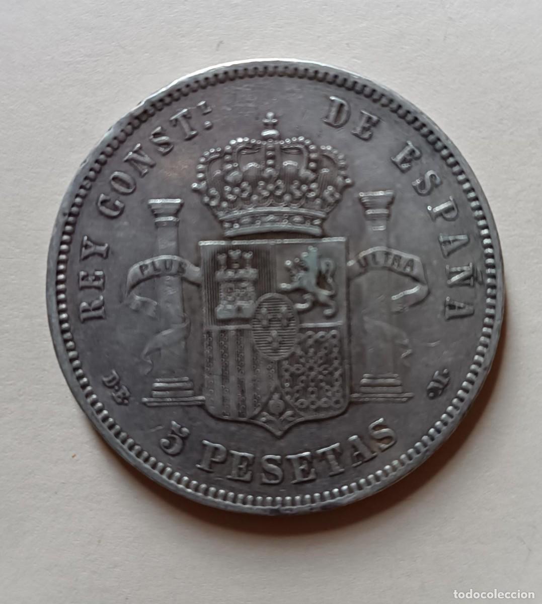 Monedas de Espa&ntilde;a: Moneda 5 pesetas 1877 - Foto 2