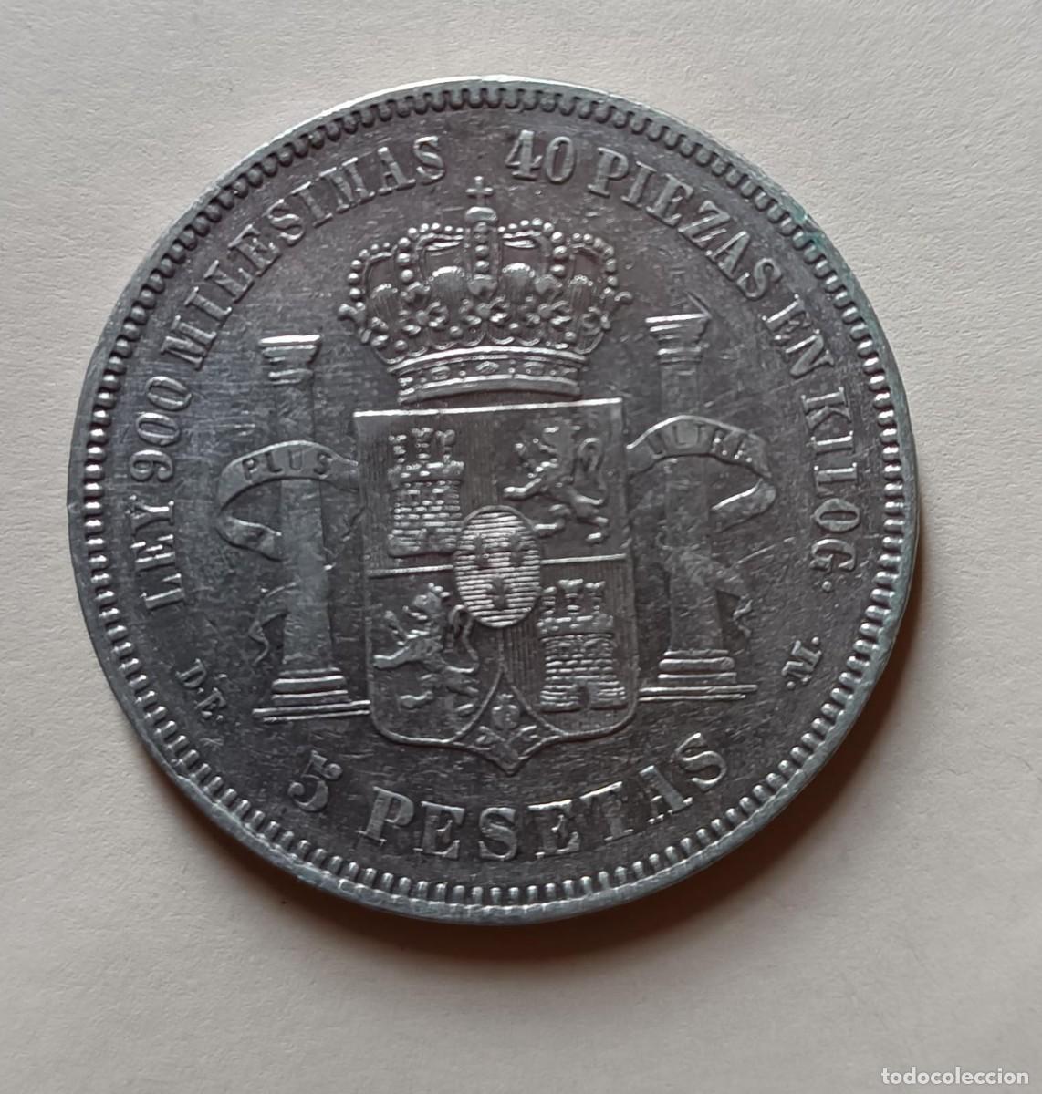 Monedas de Espa&ntilde;a: 5 pesetas de Espa&ntilde;a 1876 - Foto 2