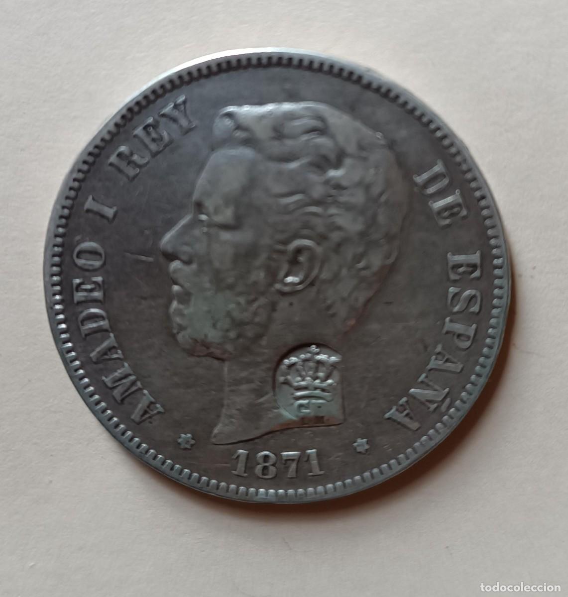 Monedas de Espa&ntilde;a: 5 pesetas Espa&ntilde;a con un sello