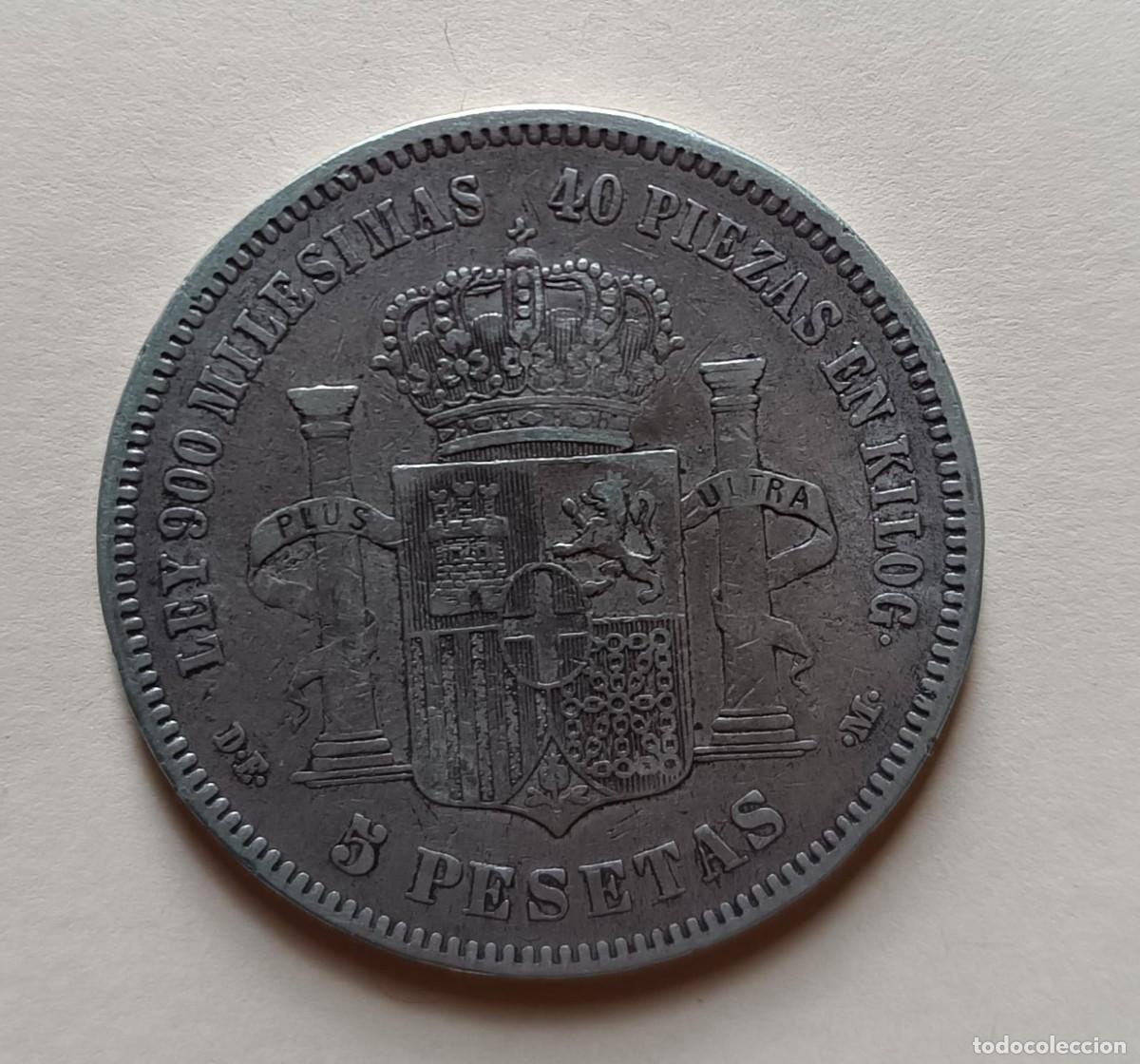 Monedas de Espa&ntilde;a: 5 pesetas Espa&ntilde;a con un sello - Foto 2
