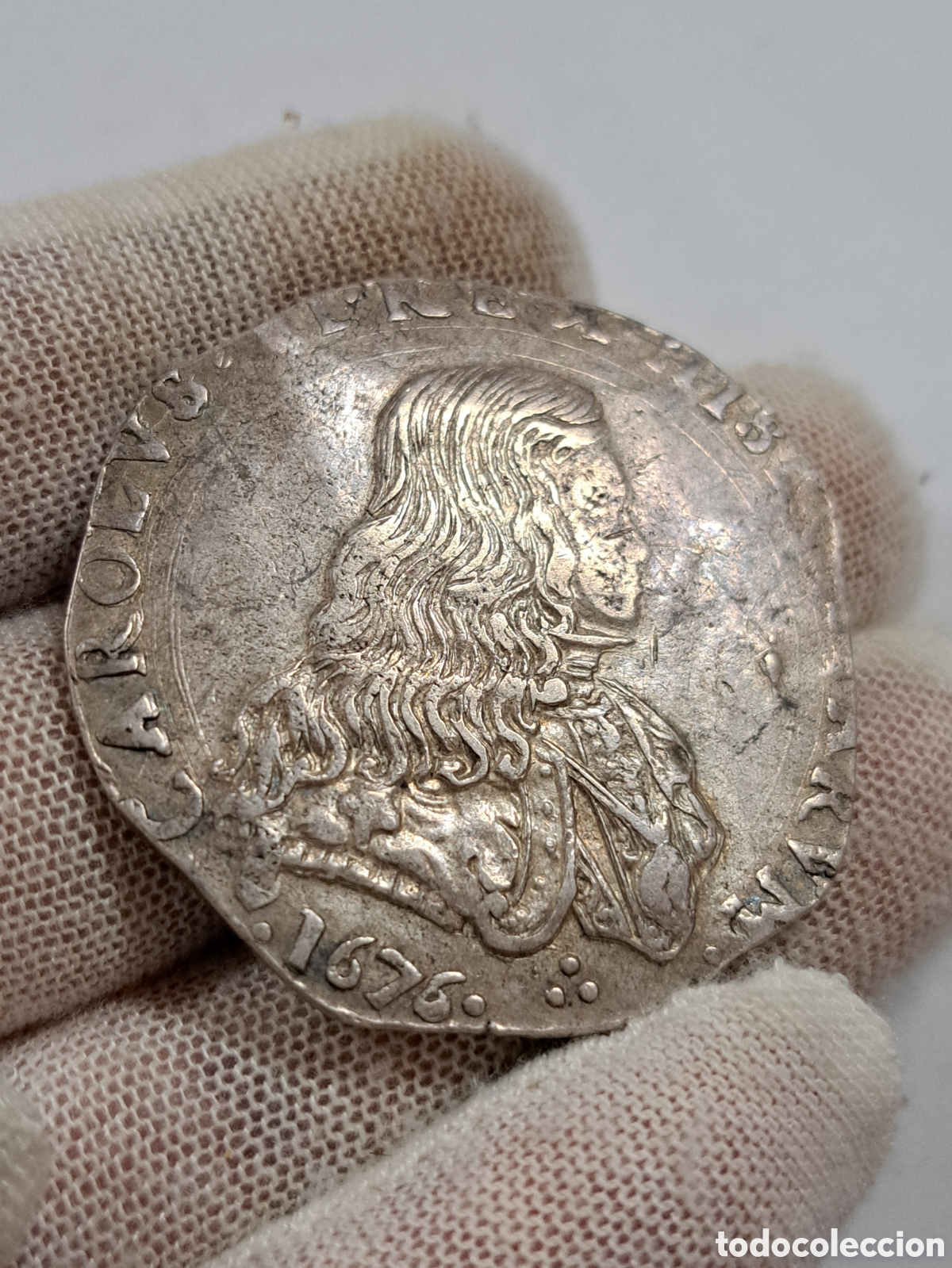 Monedas de Espa&ntilde;a: Filippo de plata reinado de Carlos II a&ntilde;o 1676 acu&ntilde;ada en Mil&aacute;n