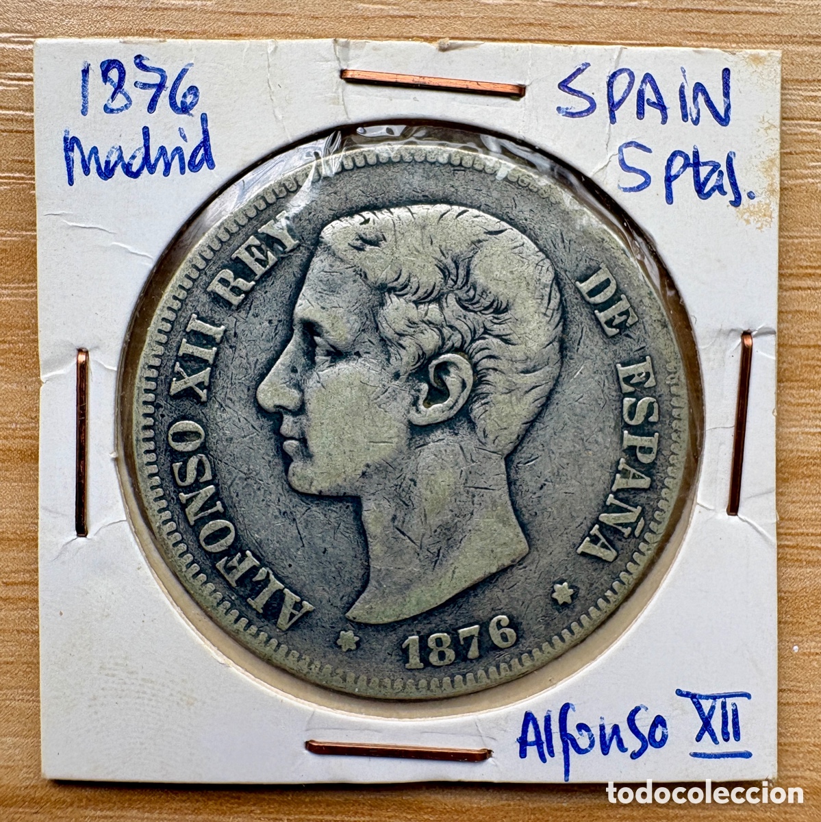 Monedas de Espa&ntilde;a: Moneda 5 pesetas, duro de plata 1876, Alfonso XII