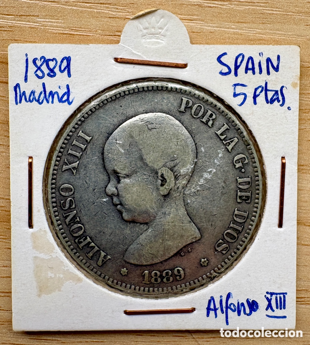 Monedas de Espa&ntilde;a: Moneda de cinco pesetas, duro de plata, 1889 Alfonso XIII, Espa&ntilde;a