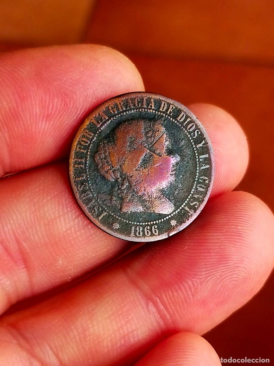 Monedas de Espa&ntilde;a: MONEDA DE 2 1/2 2.5 CENTIMOS ESCUDO ISABEL II 1866 CECA BARCELONA B ESPA&Ntilde;A REGULAR CONSERVACION