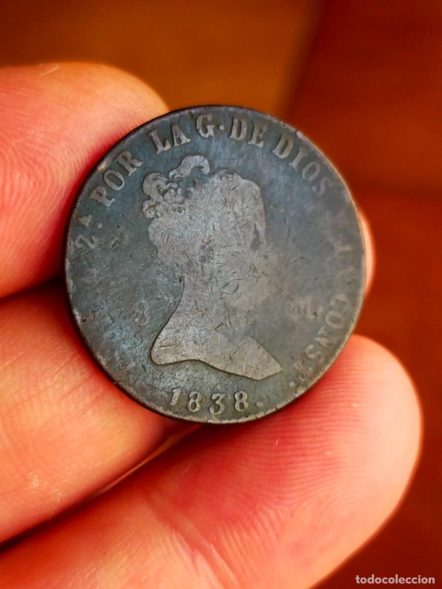 Monedas de Espa&ntilde;a: MONEDA DE 8 OCHO MARAVEDIS MARAVEDIES ISABEL II 2 1838 CECA SEGOVIA BUENA CONSERVACION