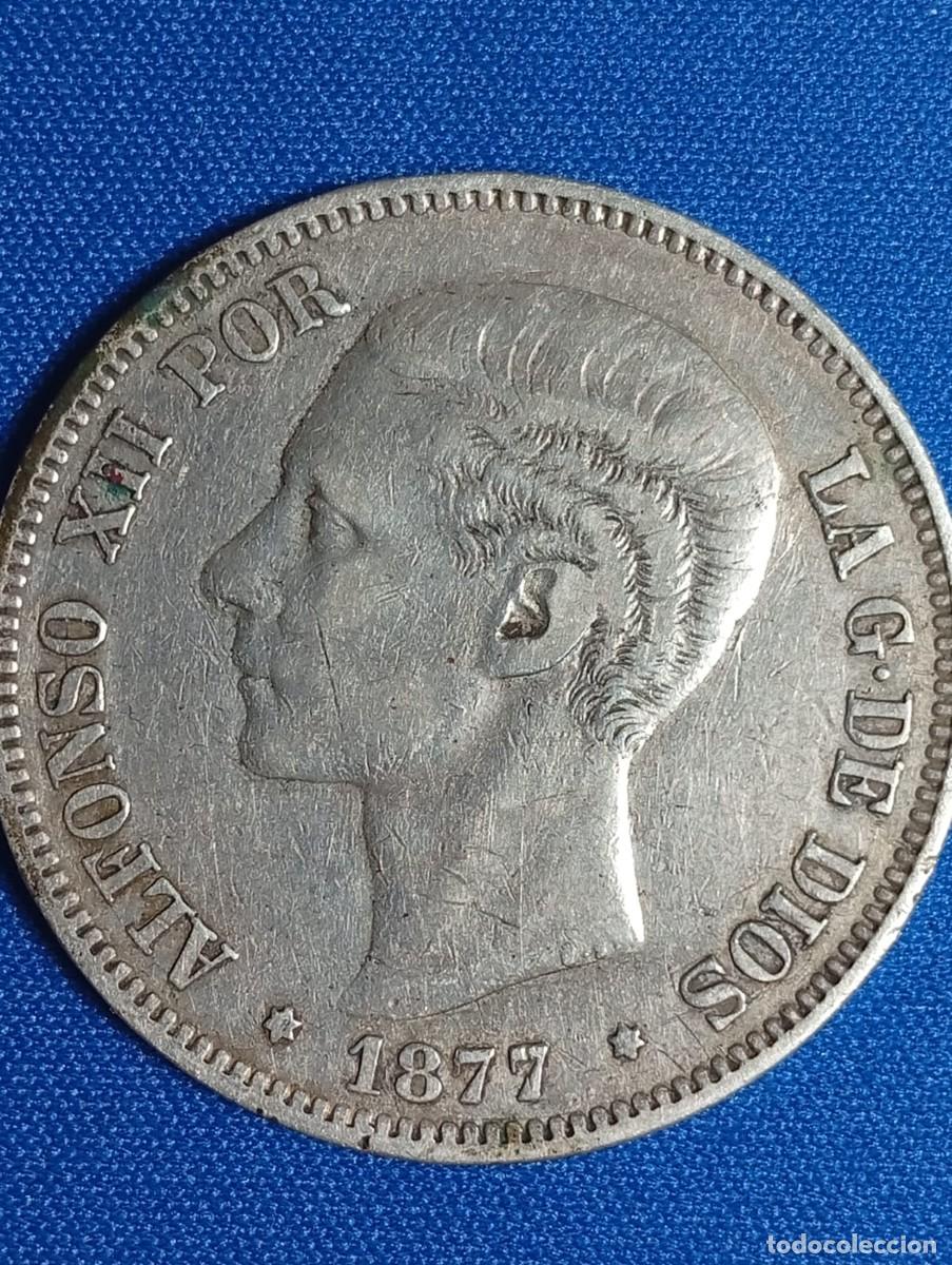 Monedas de Espa&ntilde;a: Moneda plata 5 ptas. Alfonso XII 1877