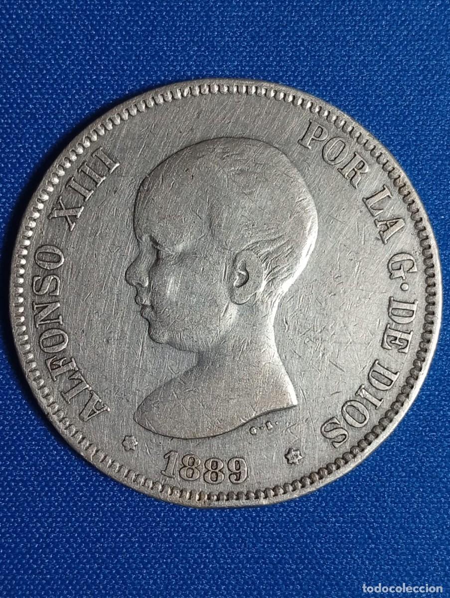 Monedas de Espa&ntilde;a: Moneda plata 5 ptas. Alfonso XIII 1889