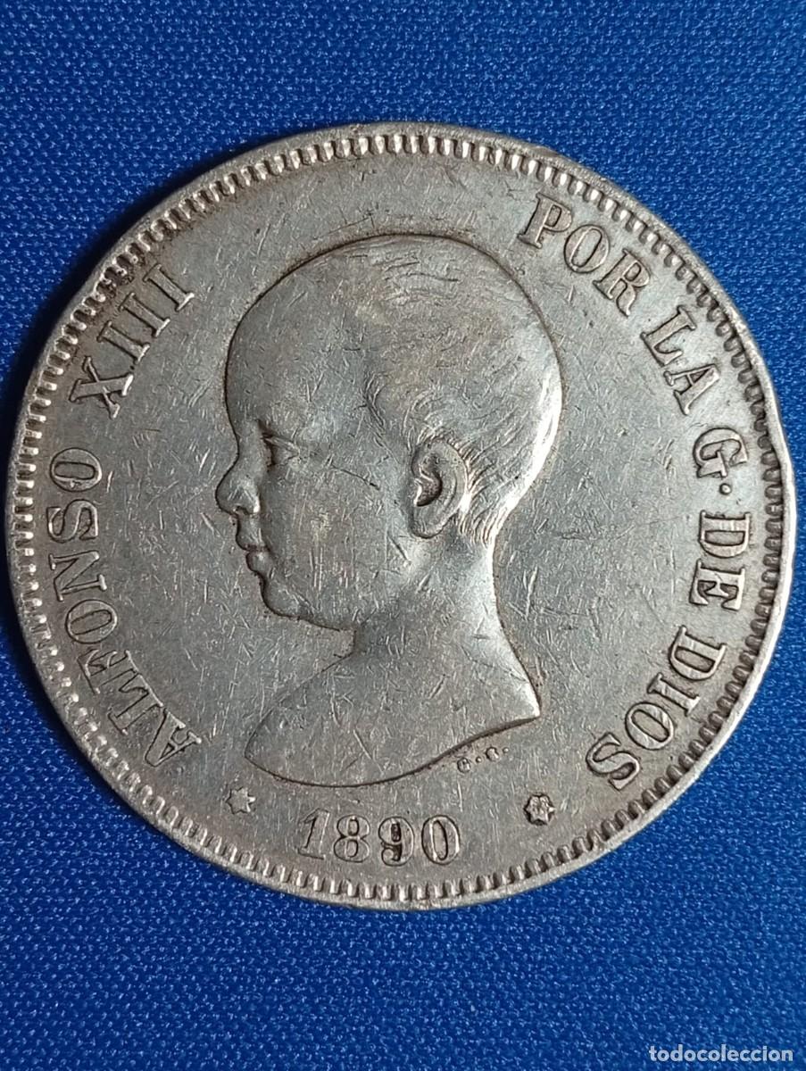 Monedas de Espa&ntilde;a: Moneda plata 5 ptas. Alfonso XIII 1890