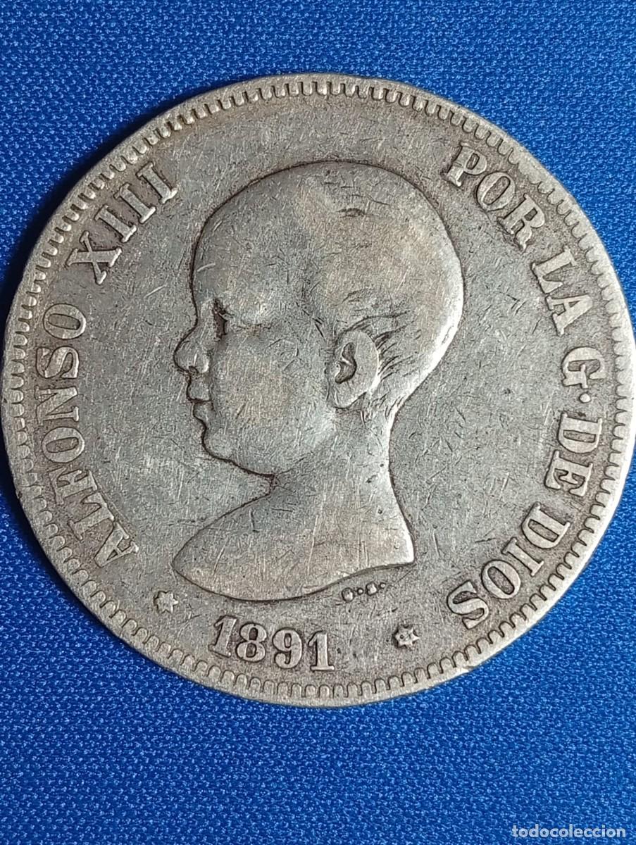 Monedas de Espa&ntilde;a: Moneda plata 5 ptas. Alfonso XIII 1891