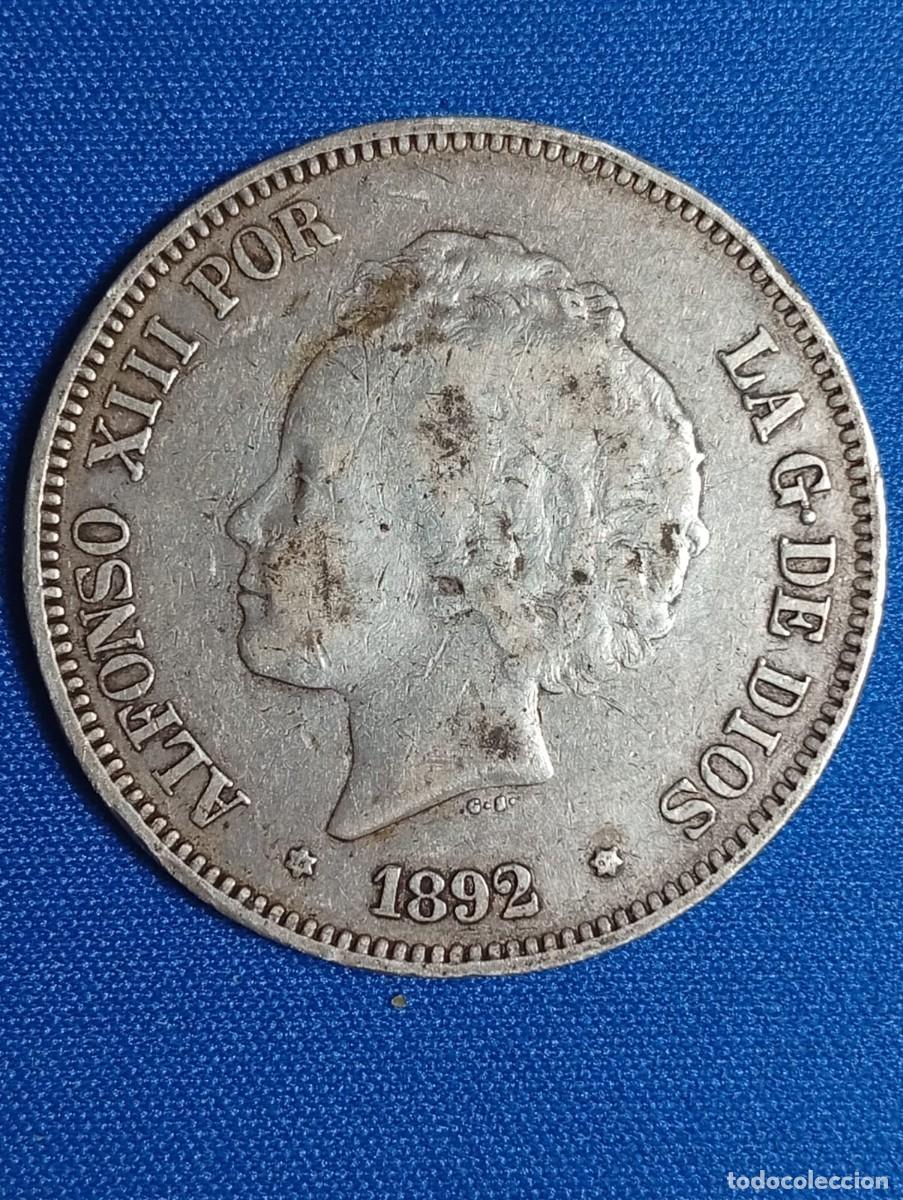 Monedas de Espa&ntilde;a: Moneda plata 5 ptas. Alfonso XIII 1892