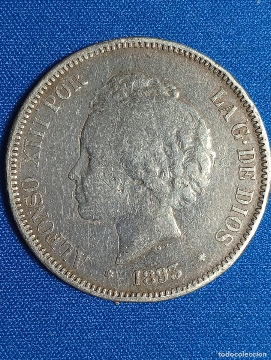 Monedas de Espa&ntilde;a: Moneda plata 5 ptas. Alfonso XIII 1893