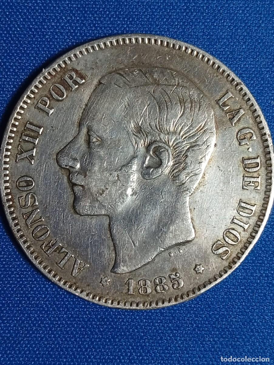 Monedas de Espa&ntilde;a: Moneda plata 5 ptas. Alfonso XII 1885