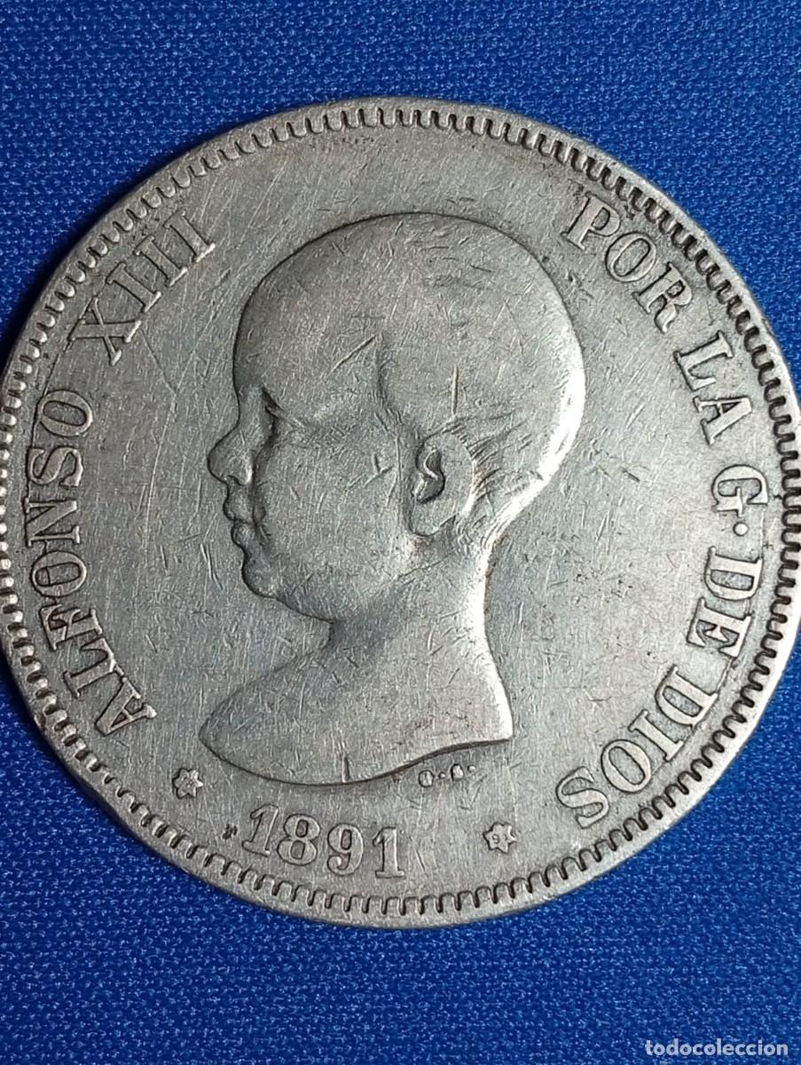Monedas de Espa&ntilde;a: Moneda plata 5 ptas. Alfonso XIII 1891