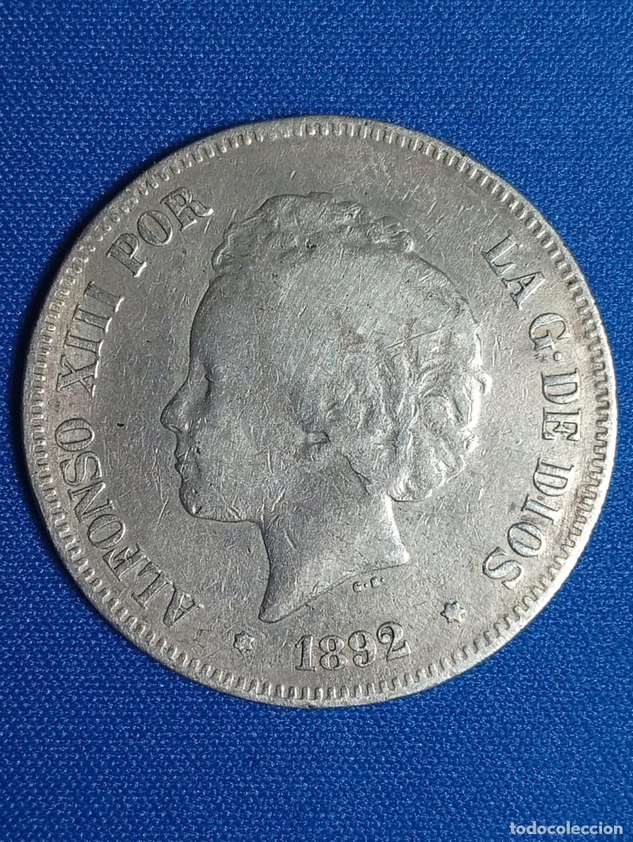 Monedas de Espa&ntilde;a: Moneda plata 5 ptas. Alfonso XIIII 1892