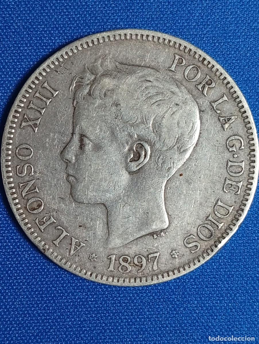 Monedas de Espa&ntilde;a: Moneda plata 5 ptas. Alfonso XIII 1897