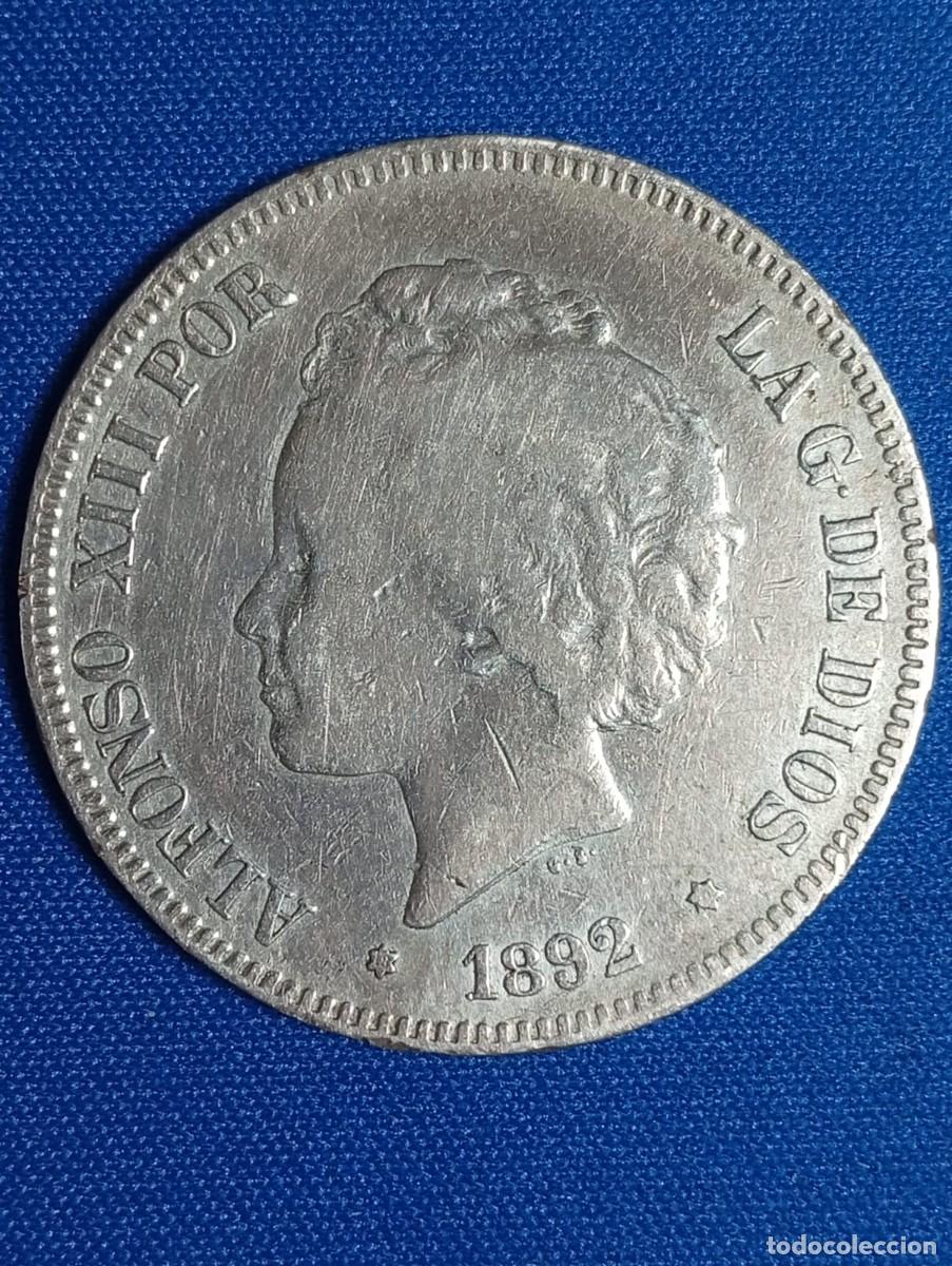 Monedas de Espa&ntilde;a: Moneda plata 5 ptas. Alfonso XIII 1892