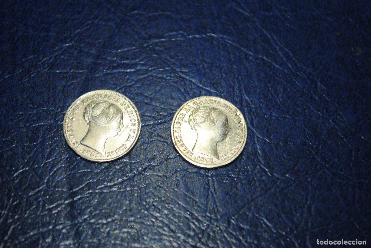 Monedas de Espa&ntilde;a: MONEDAS DE UN REAL , ISABEL II , LOTE DE DOS