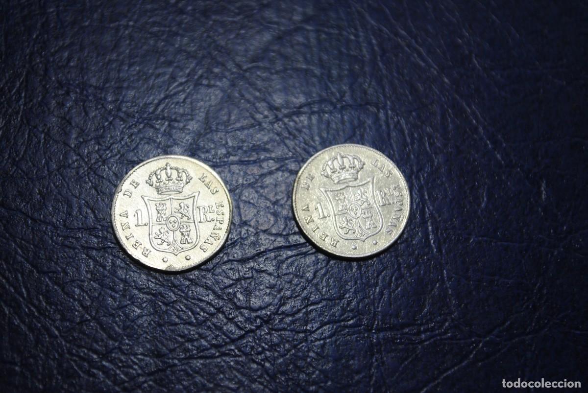 Monedas de Espa&ntilde;a: MONEDAS DE UN REAL , ISABEL II , LOTE DE DOS - Foto 2