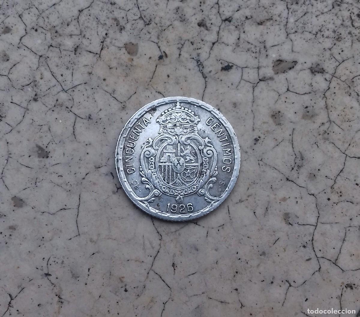 Monedas de Espa&ntilde;a: Moneda de plata. 50 c&eacute;ntimos Alfonso XIII 1926 - Foto 2