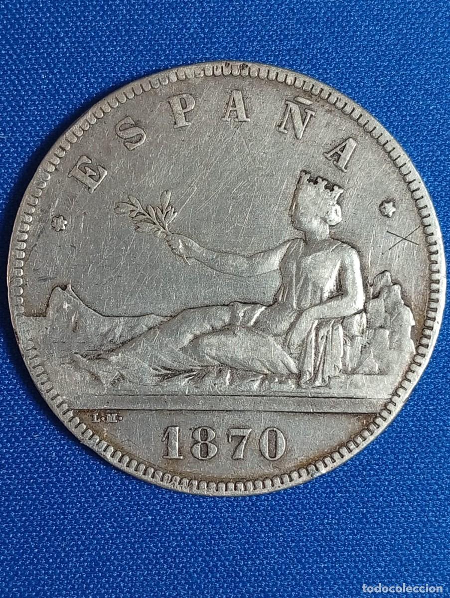 Monedas de Espa&ntilde;a: Moneda plata 5 ptas. Aleg. Espa&ntilde;a 1870