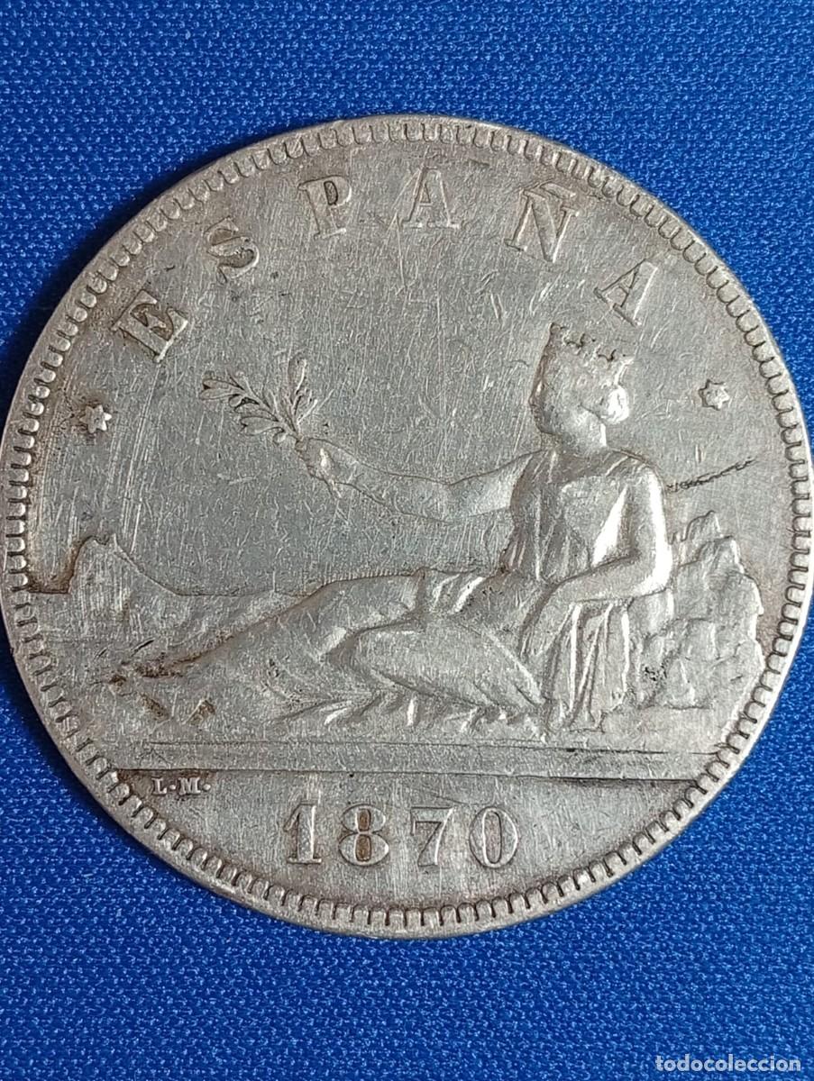 Monedas de Espa&ntilde;a: Moneda plata 5 ptas. Aleg. Espa&ntilde;a 1870