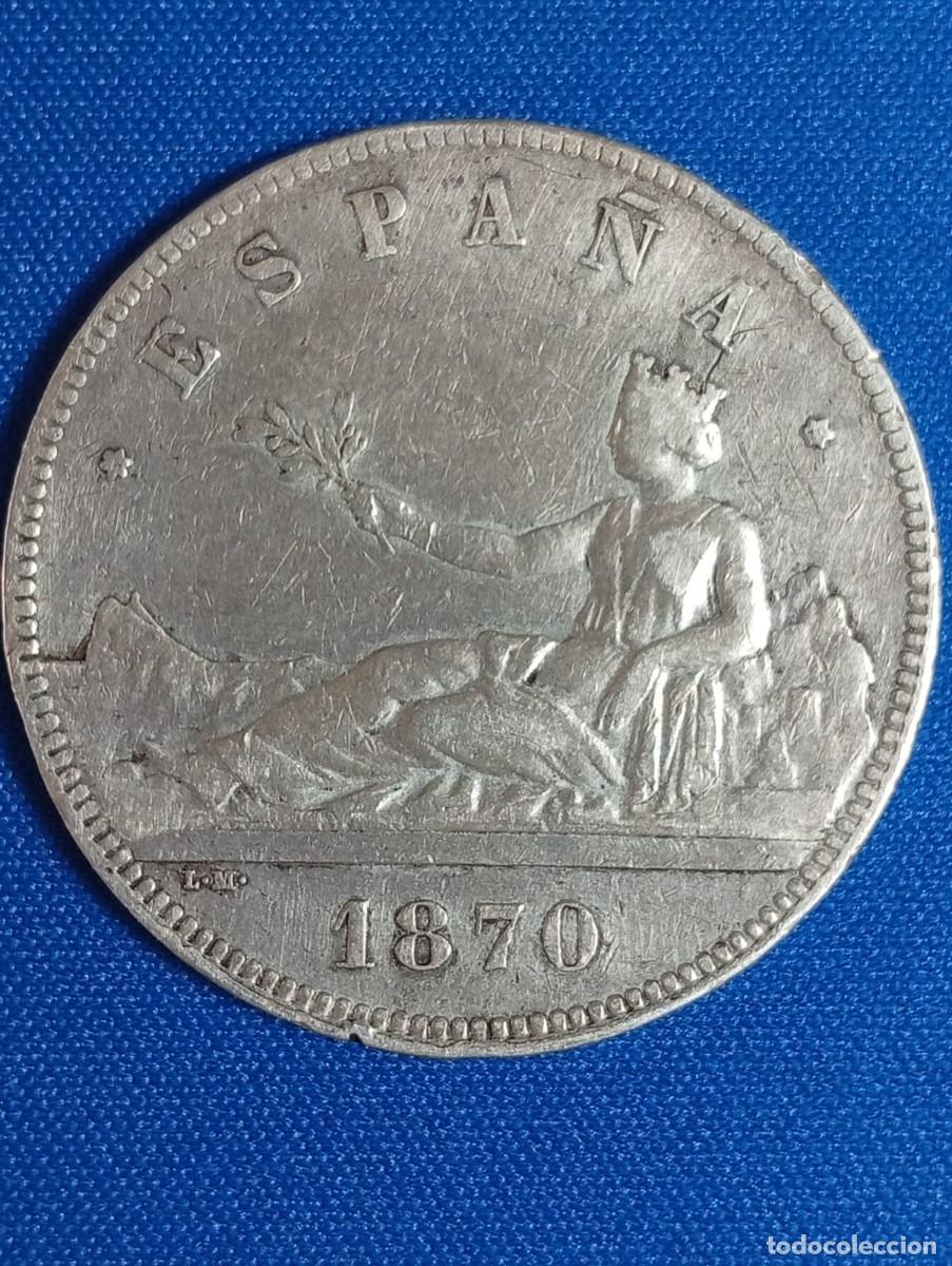 Coins of Spain: Moneda plata 5 ptas. Aleg. Espa&ntilde;a 1870