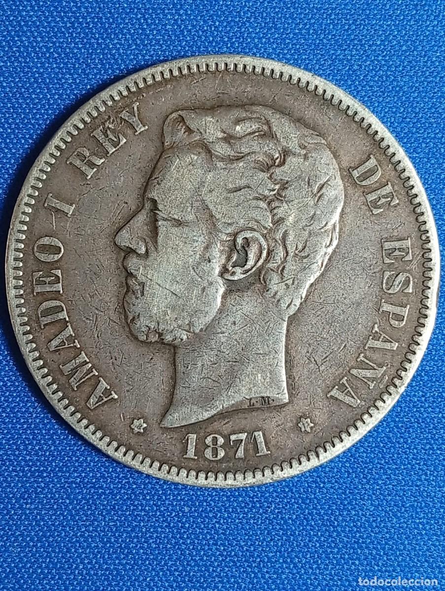 Coins of Spain: Moneda plata 5 ptas. Amadeo I 1871