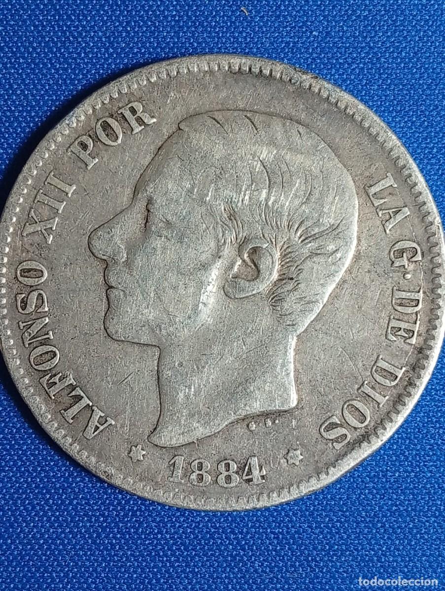 Monedas de Espa&ntilde;a: Moneda plata 5 ptas. Alfonso XII 1884