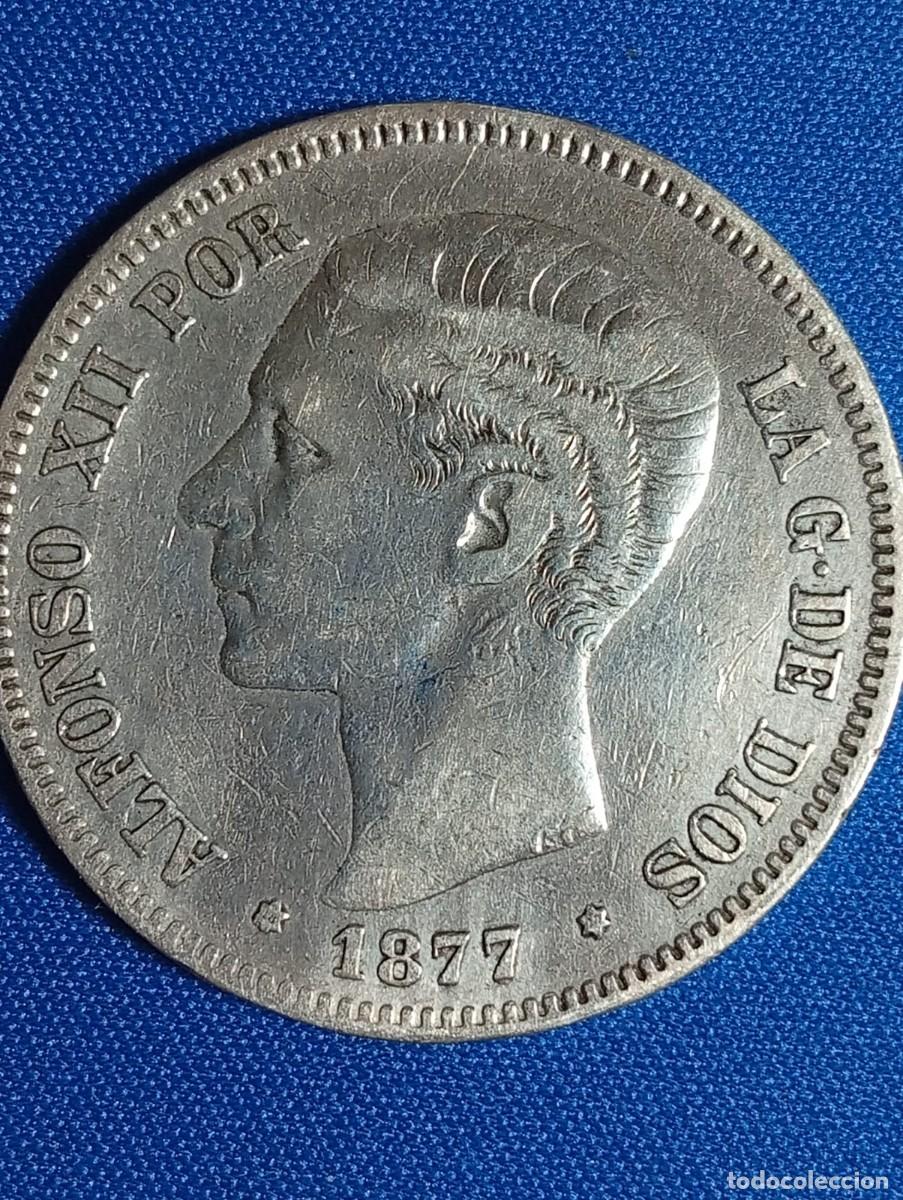 Coins of Spain: Moneda plata 5 ptas. Alfonso XII 1877