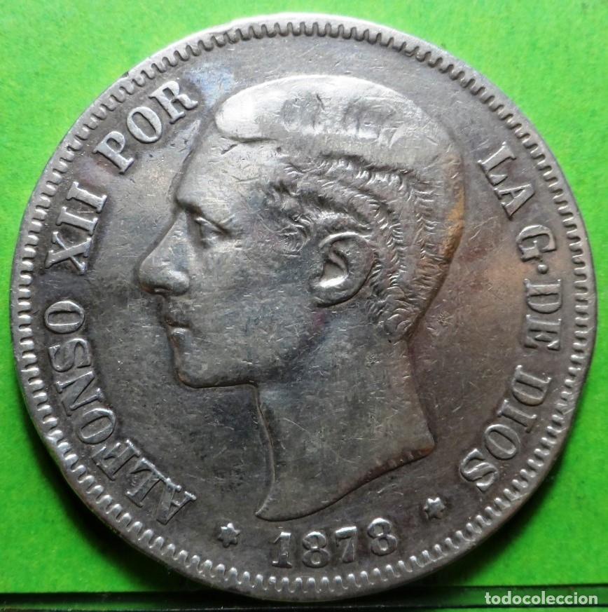 Monedas de Espa&ntilde;a: ALFONSO XII, 5 Pesetas, 1878 *18-78, Silver