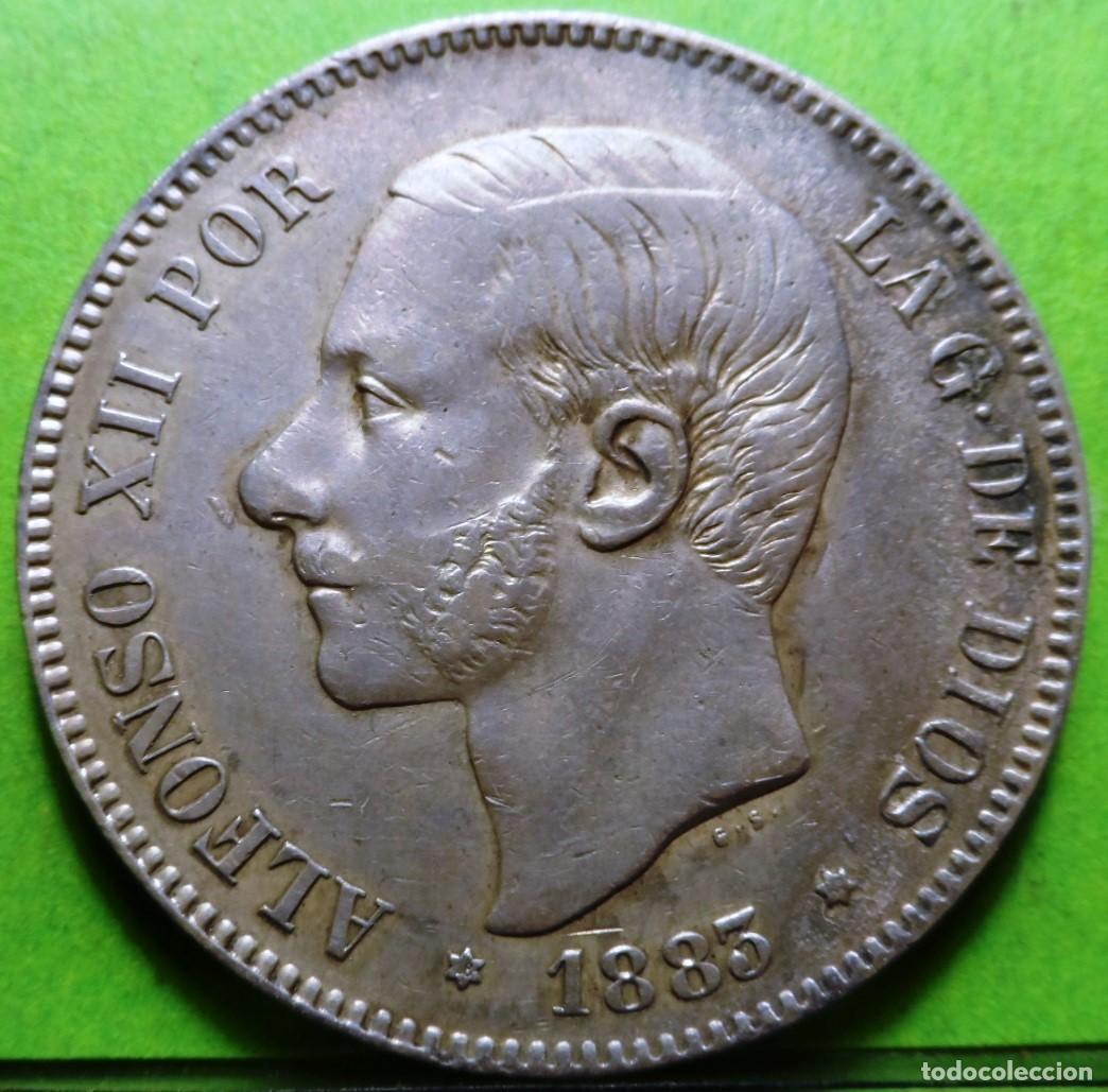 Monedas de Espa&ntilde;a: ALFONSO XII, 5 Pesetas, 1883 *18-83, Ag