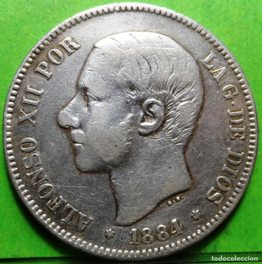 Monedas de Espa&ntilde;a: ALFONSO XII, 5 Pesetas, 1884 *18-84, Ag