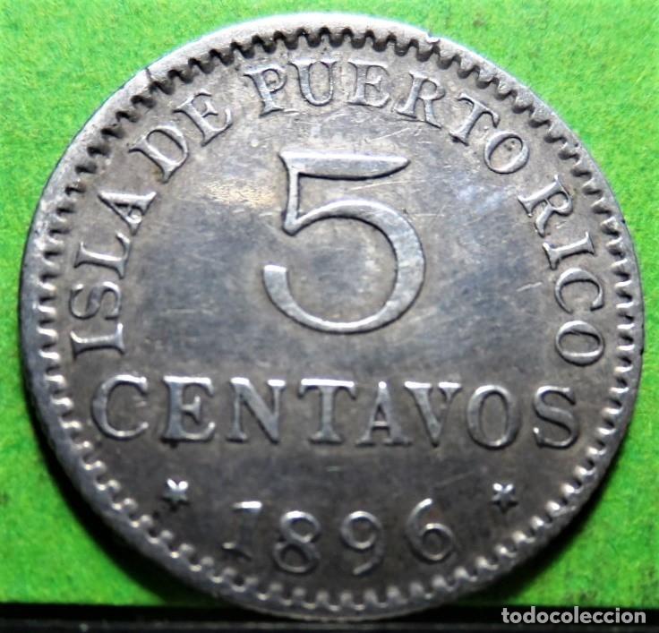 Monedas de Espa&ntilde;a: ALFONSO XIII, 5 Centavos, 1896, PUERTO RICO, Ag