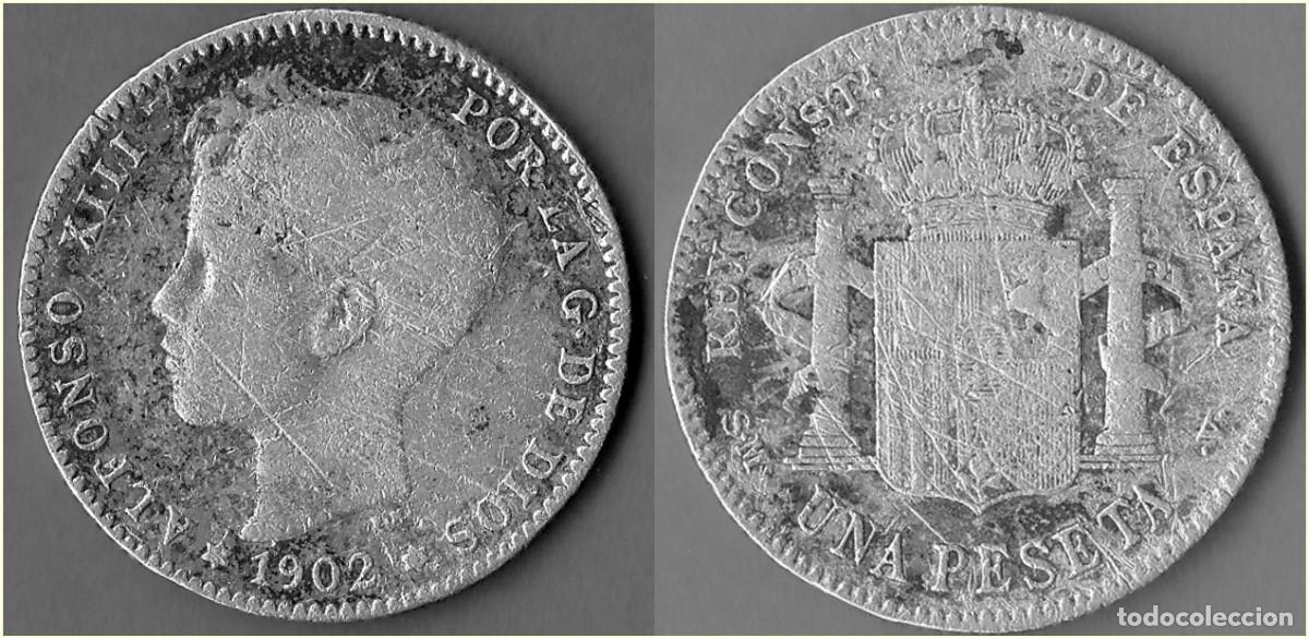 Monedas de Espa&ntilde;a: 1902 - ESPA&Ntilde;A - ALFONSO XIII - UNA PESETA - KM # 706