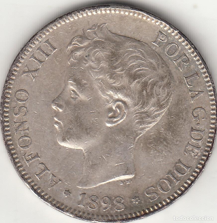 Monedas de Espa&ntilde;a: ALFONSO XIII: 5 PESETAS 1898 SGV - ESTRELLAS 18-98 / PLATA - EBC