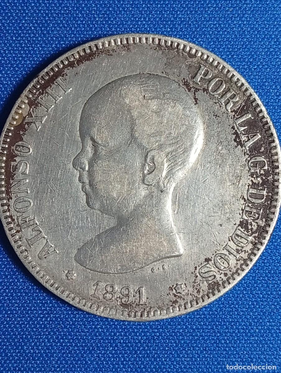 Monedas de Espa&ntilde;a: Moneda plata 5 ptas. Alfonso XIII 1891