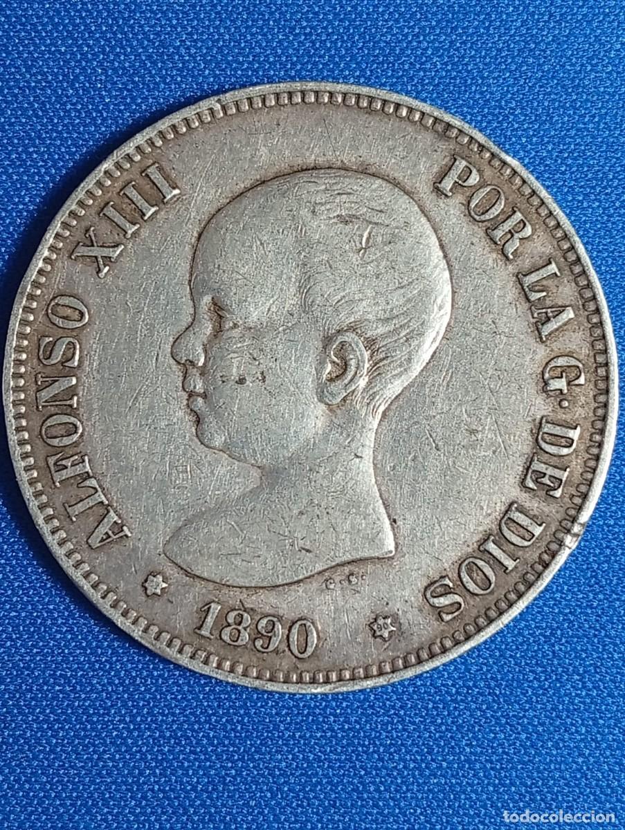 Monedas de Espa&ntilde;a: Moneda plata 5 ptas. Alfonso XIII 1890 estr. 90*