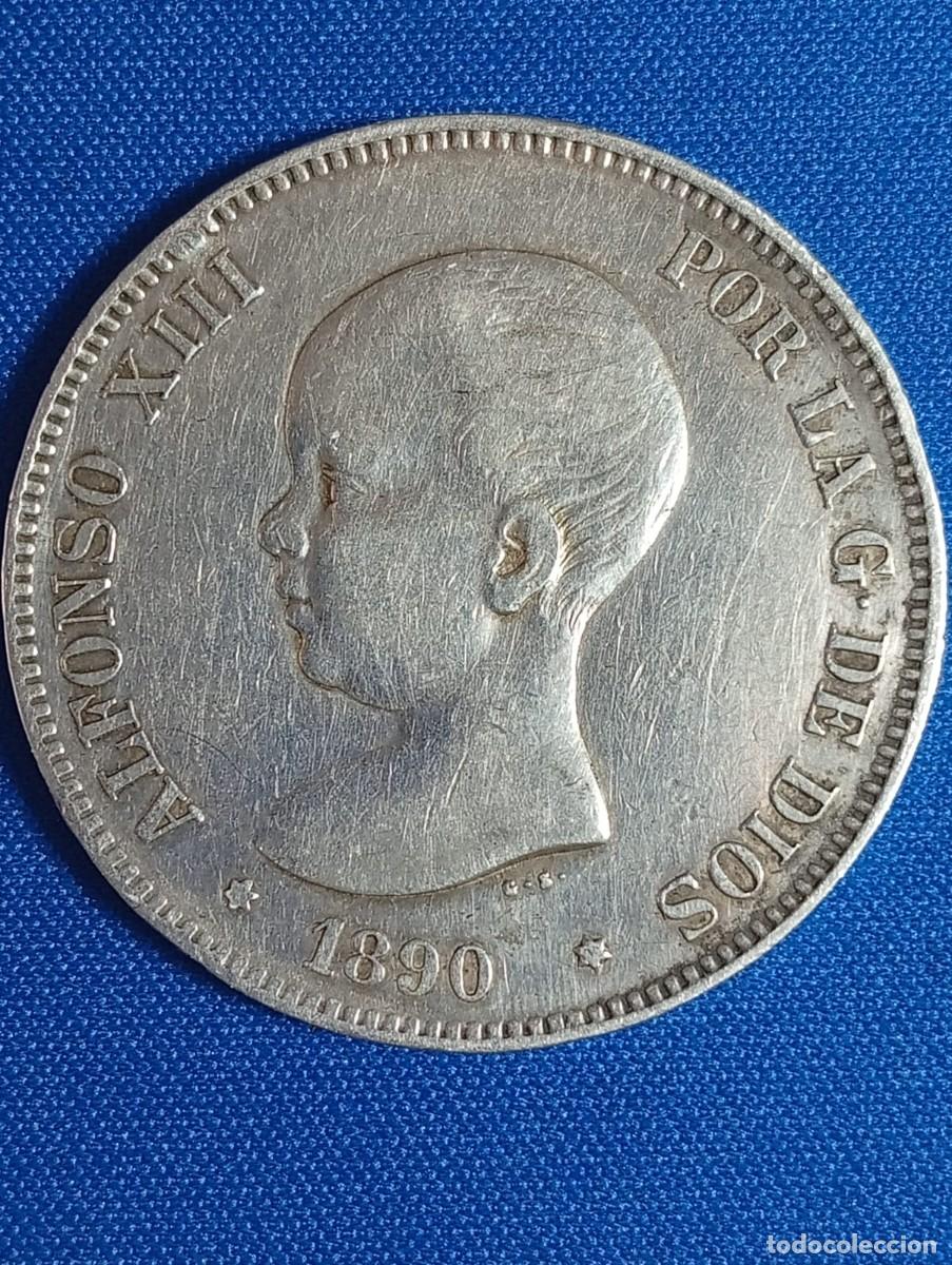 Monedas de Espa&ntilde;a: Moneda plata 5 ptas. Alfonso XIII 1890