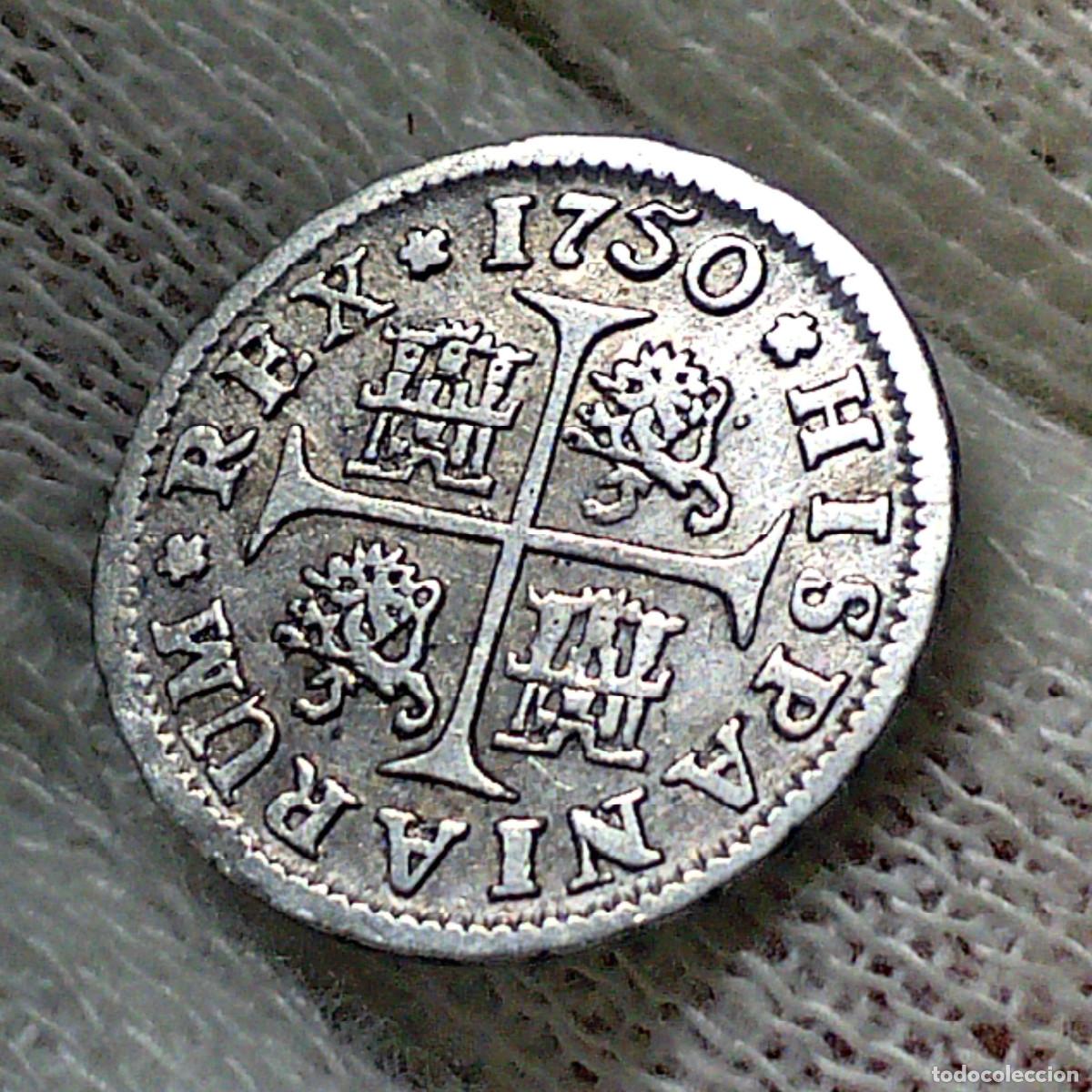 Monedas de Espa&ntilde;a: 1/2 medio real Fernando VI Sevilla Espa&ntilde;a 1750 moneda plata espa&ntilde;ola PJ XF