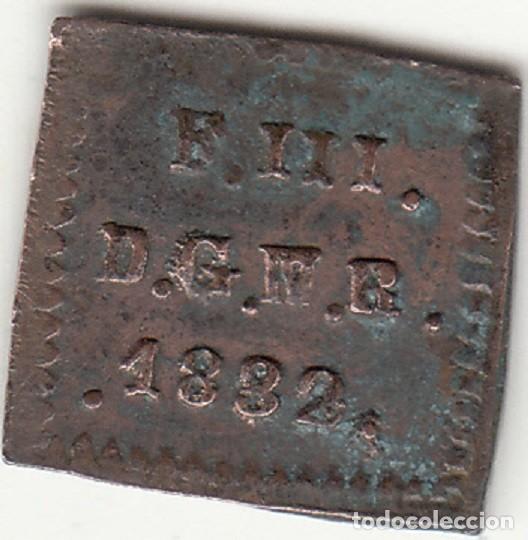 Monedas de Espa&ntilde;a: FERNANDO VII: 1/2 MARAVEDI 1832 PAMPLONA