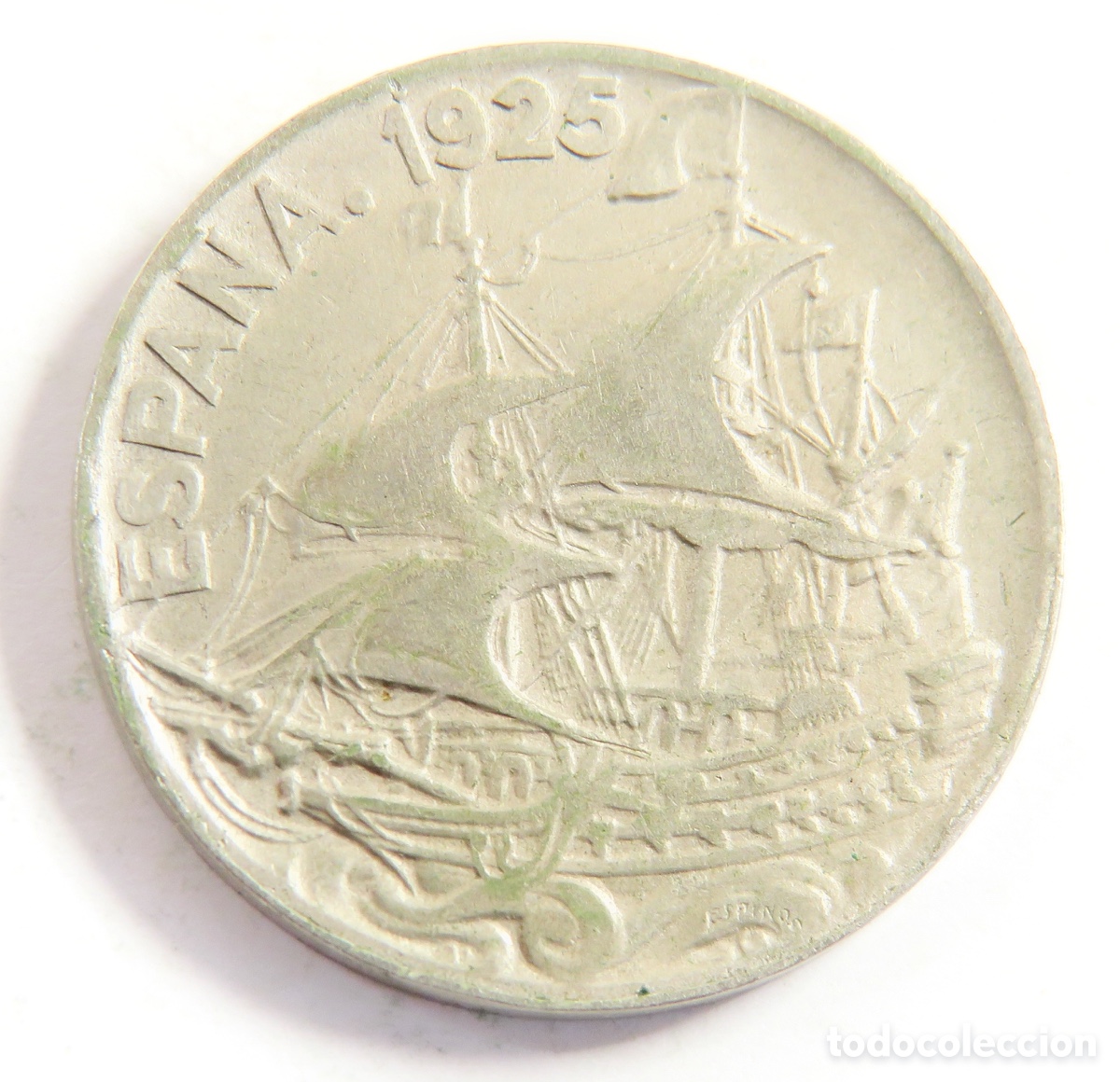 Monedas de Espa&ntilde;a: 25 C&eacute;ntimos 1925 Barco Alfonso XIII Moneda Espa&ntilde;ola