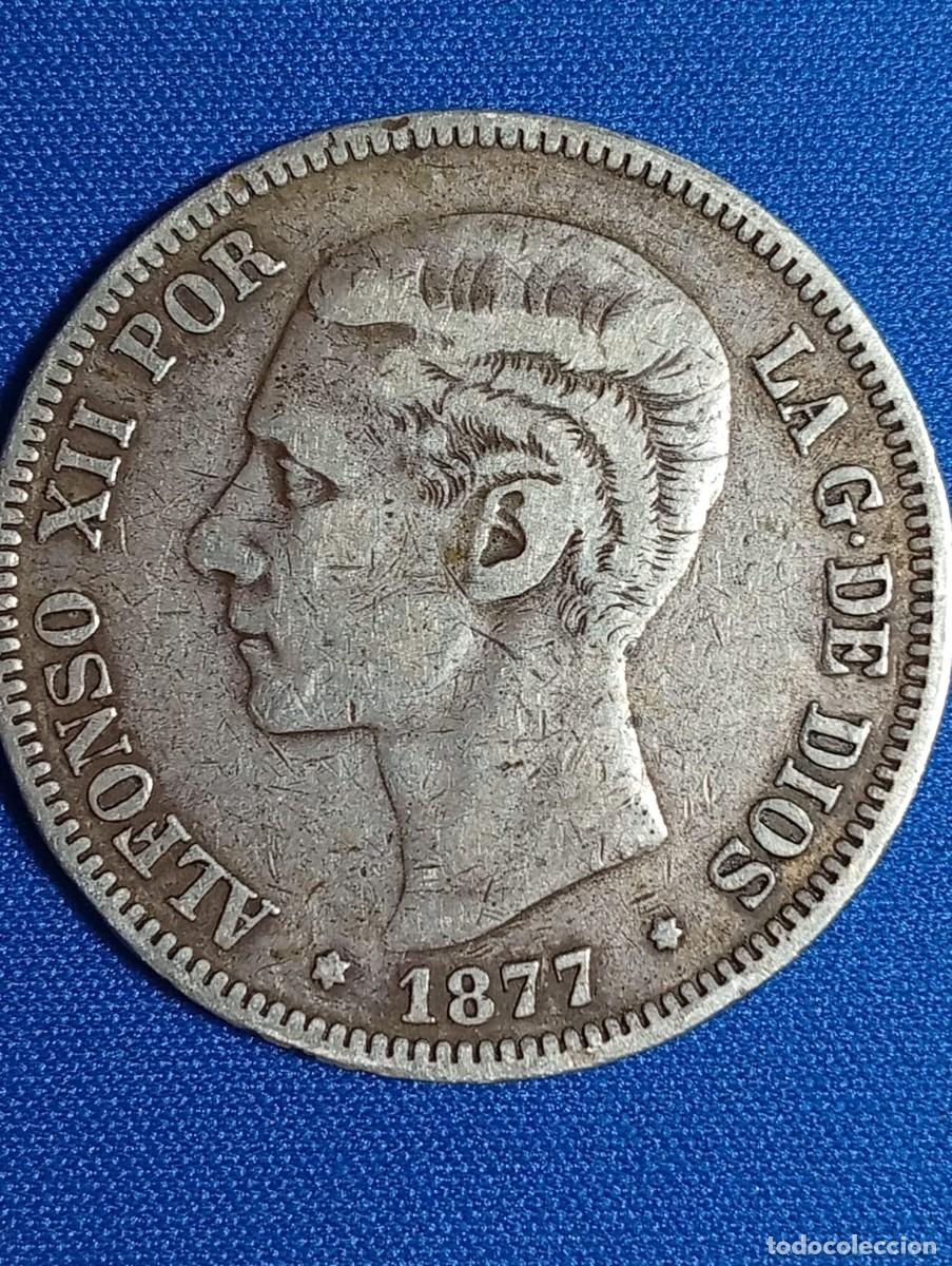 Monedas de Espa&ntilde;a: Moneda plata 5 ptas. Alfonso XII 1877