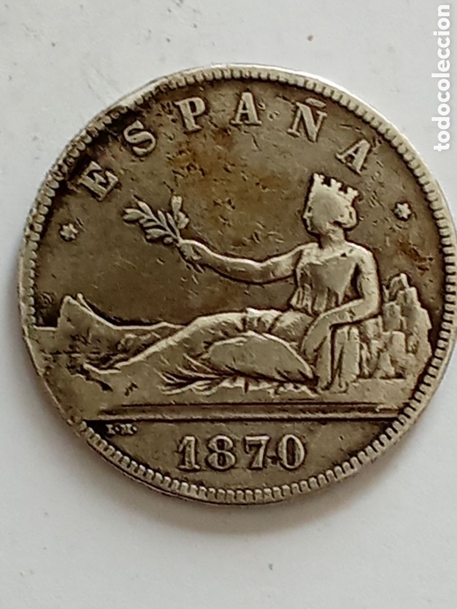 Monedas de Espa&ntilde;a: Moneda 5 pesetas en plata , gobierno provisional , bien conservada