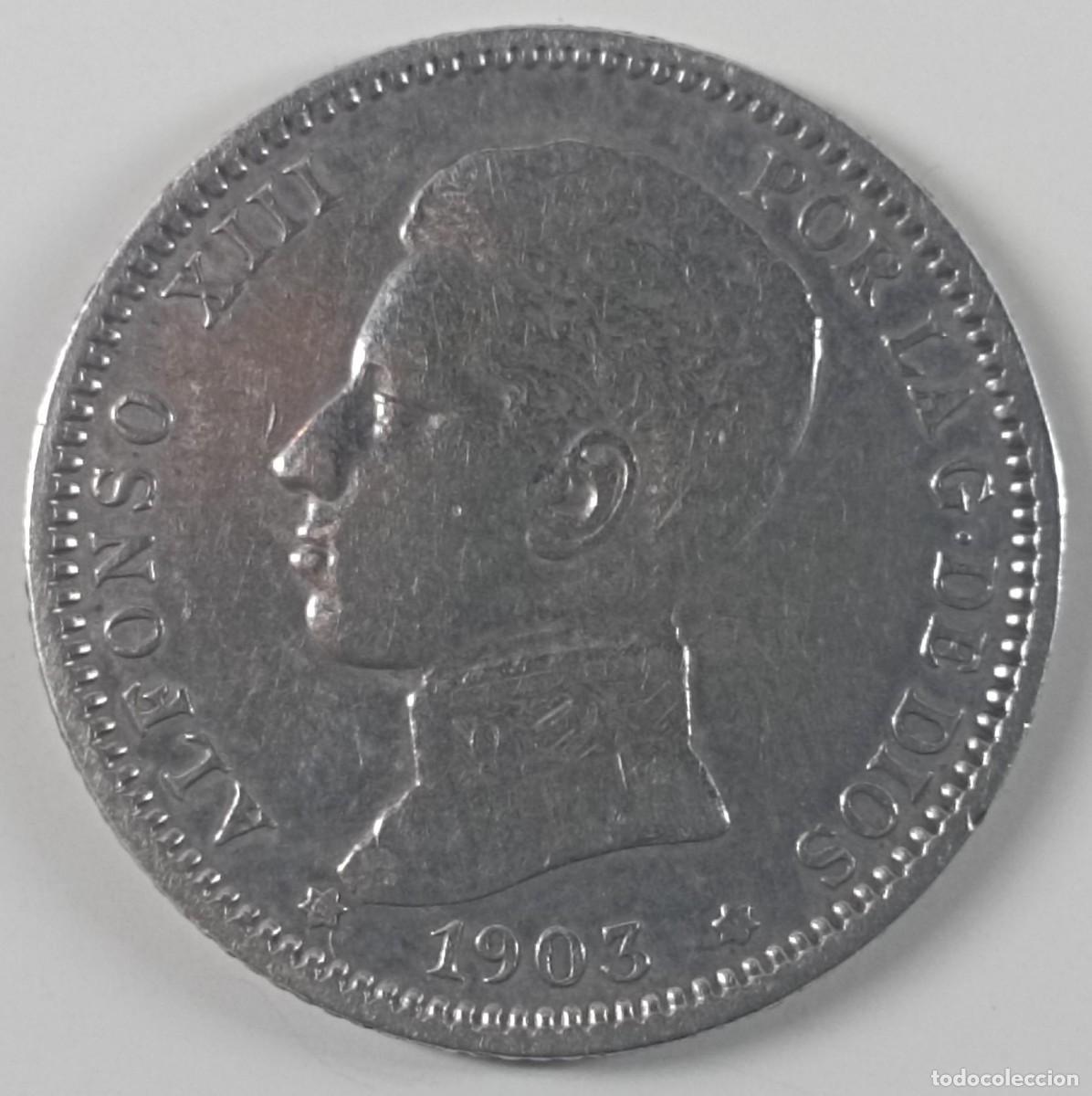 Monedas de Espa&ntilde;a: Moneda de Espa&ntilde;a 1 peseta de Alfonso XIII de 1903 de plata