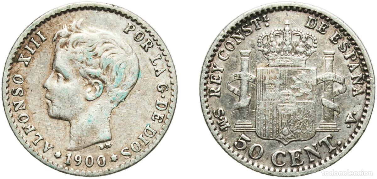 Monedas de Espa&ntilde;a: Spain Kingdom 1900 SMV 50 Centimos - Alfonso XIII (3rd portrait) Silver (.835) Madrid Mint (2128369