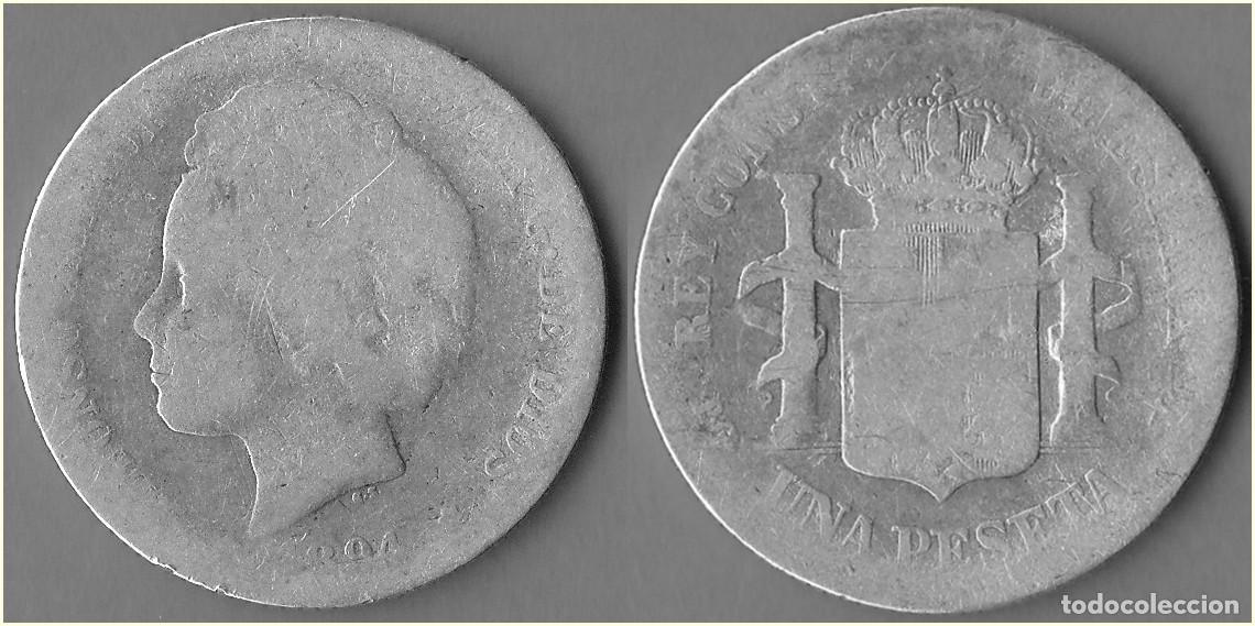 Monedas de Espa&ntilde;a: 1894 - ESPA&Ntilde;A - ALFONSO XIII - UNA PESETA - KM # 702