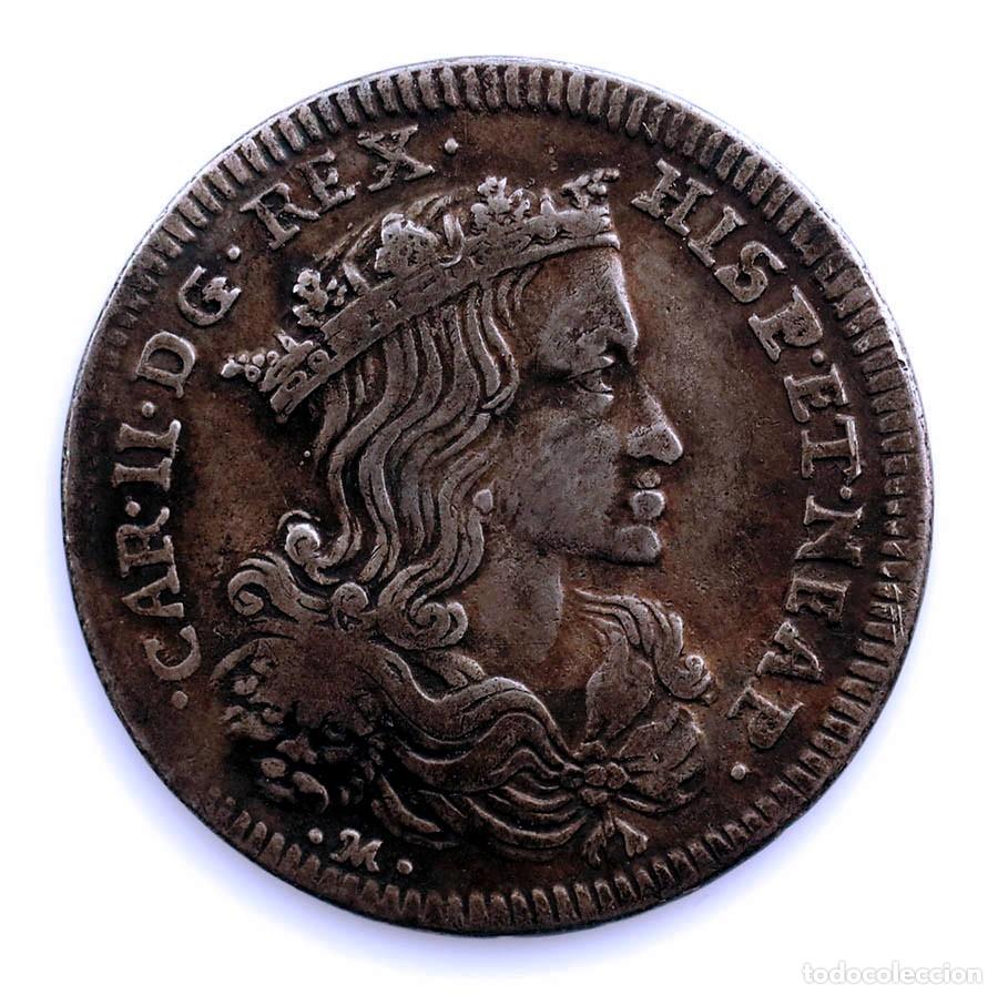 Moedas de Espanha: Imperio espa&ntilde;ol-Carlos II &rdquo;El Hechizado&rdquo; Tari 1696 N&aacute;poles. MBC+/VF+ Plata 4,24 g Escasa